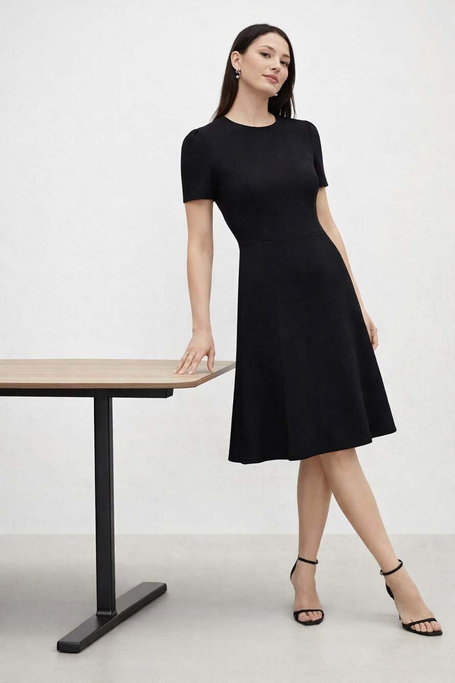 M.M.LaFleur Navy Blue Inez Crepe Midi Dress Size 12 Workwear Chic